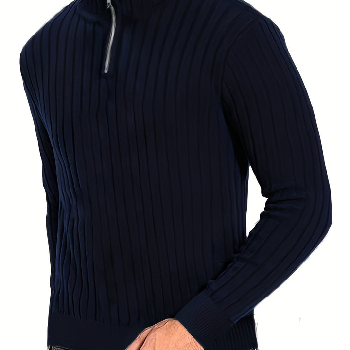 Hayden | Sweter z ribbingu z półzamkiem