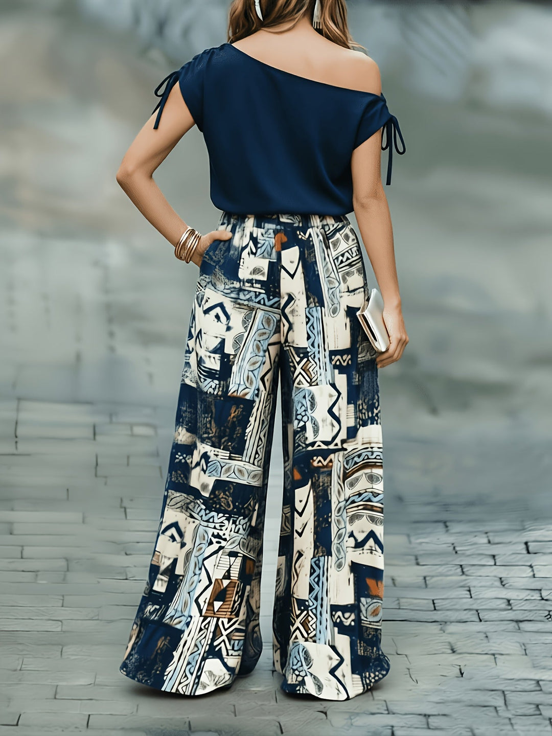 Corinna | Elegancki Zestaw z Szerokimi Nogawkami