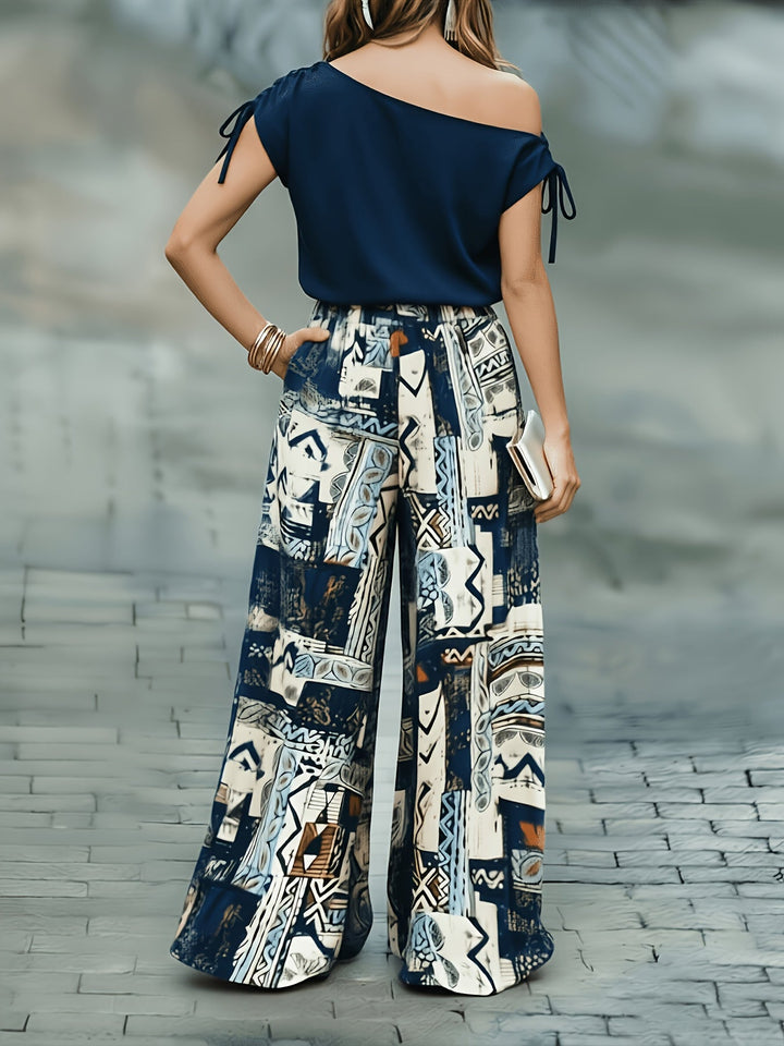 Corinna | Elegancki Zestaw z Szerokimi Nogawkami