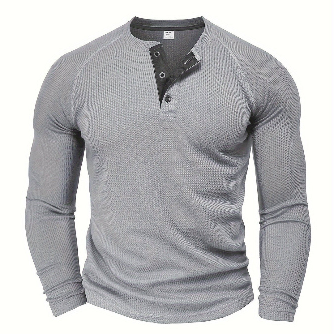 Tobias | Wyrafinowany Top Henley z Zapięciem na Guziki