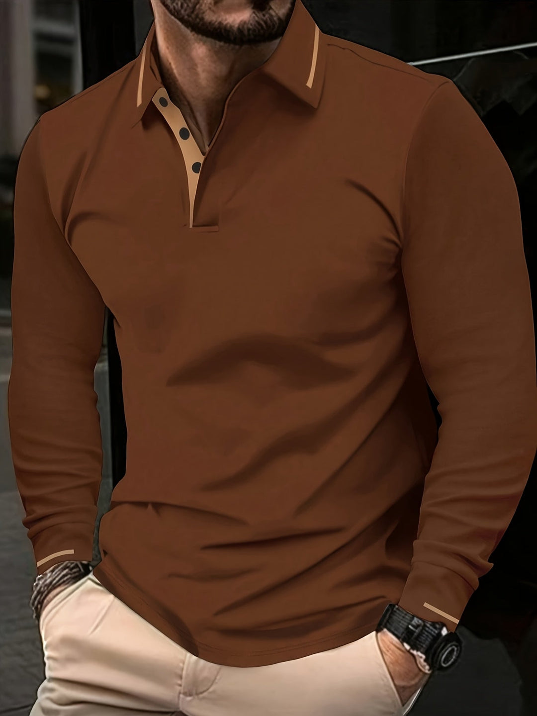 Reginald | Elegancka Koszula Polo z Długim Rękawem