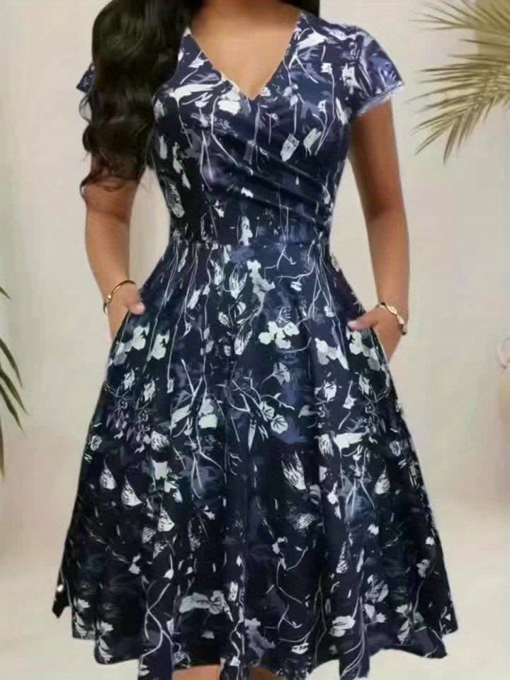Nadine | Elegancka Kwiatowa Sukienka Midi