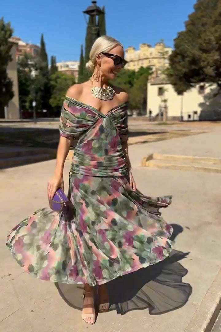 Philippa | Elegancka Sukienka Maxi na Przyjęcie z Dekoltem w Serek