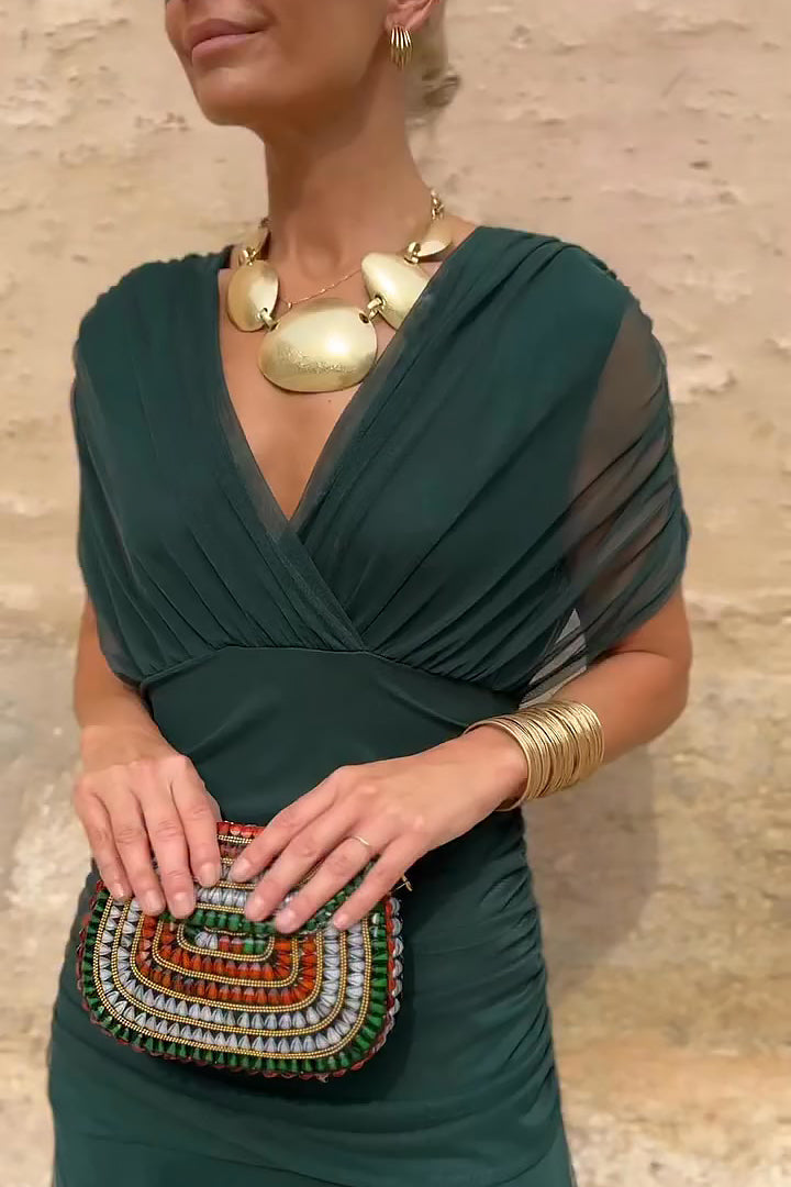 Philippa | Elegancka Sukienka Maxi na Przyjęcie z Dekoltem w Serek