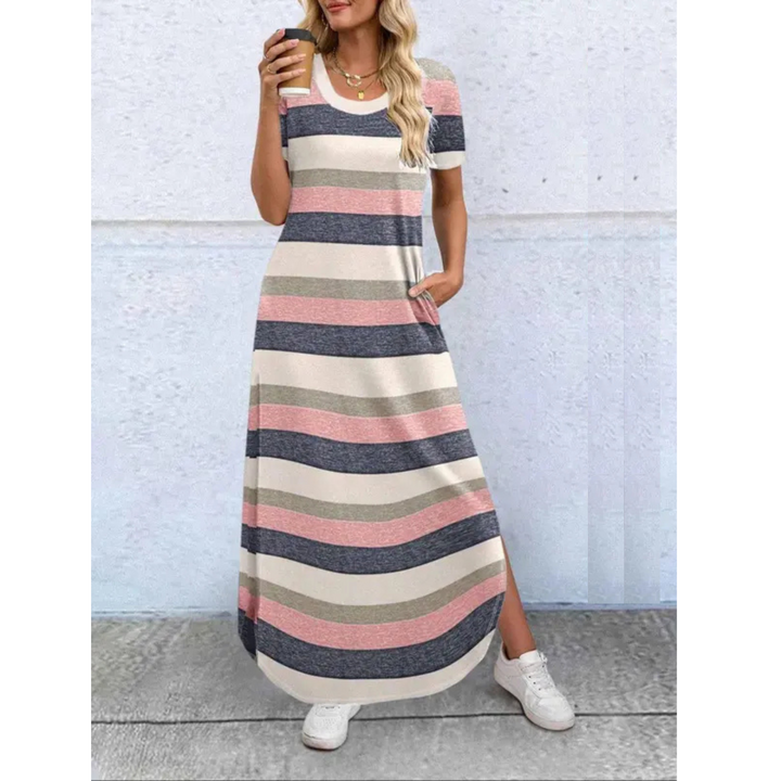Lottie | Swobodna Letnia Sukienka Maxi z Okrągłym Dekoltem