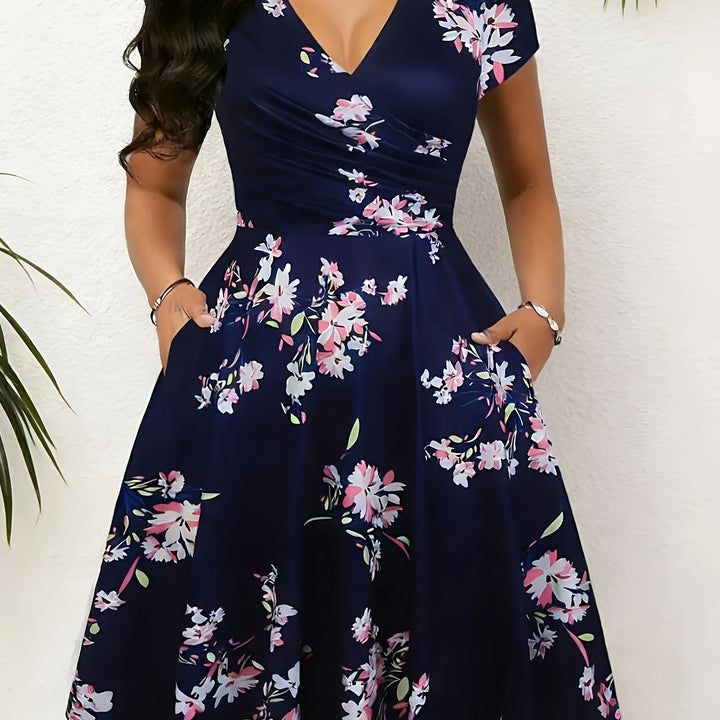 Nadine | Elegancka Kwiatowa Sukienka Midi