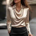 Merlinda | Elegancka Bluzka Satynowa z Drapowanym Dekoltem