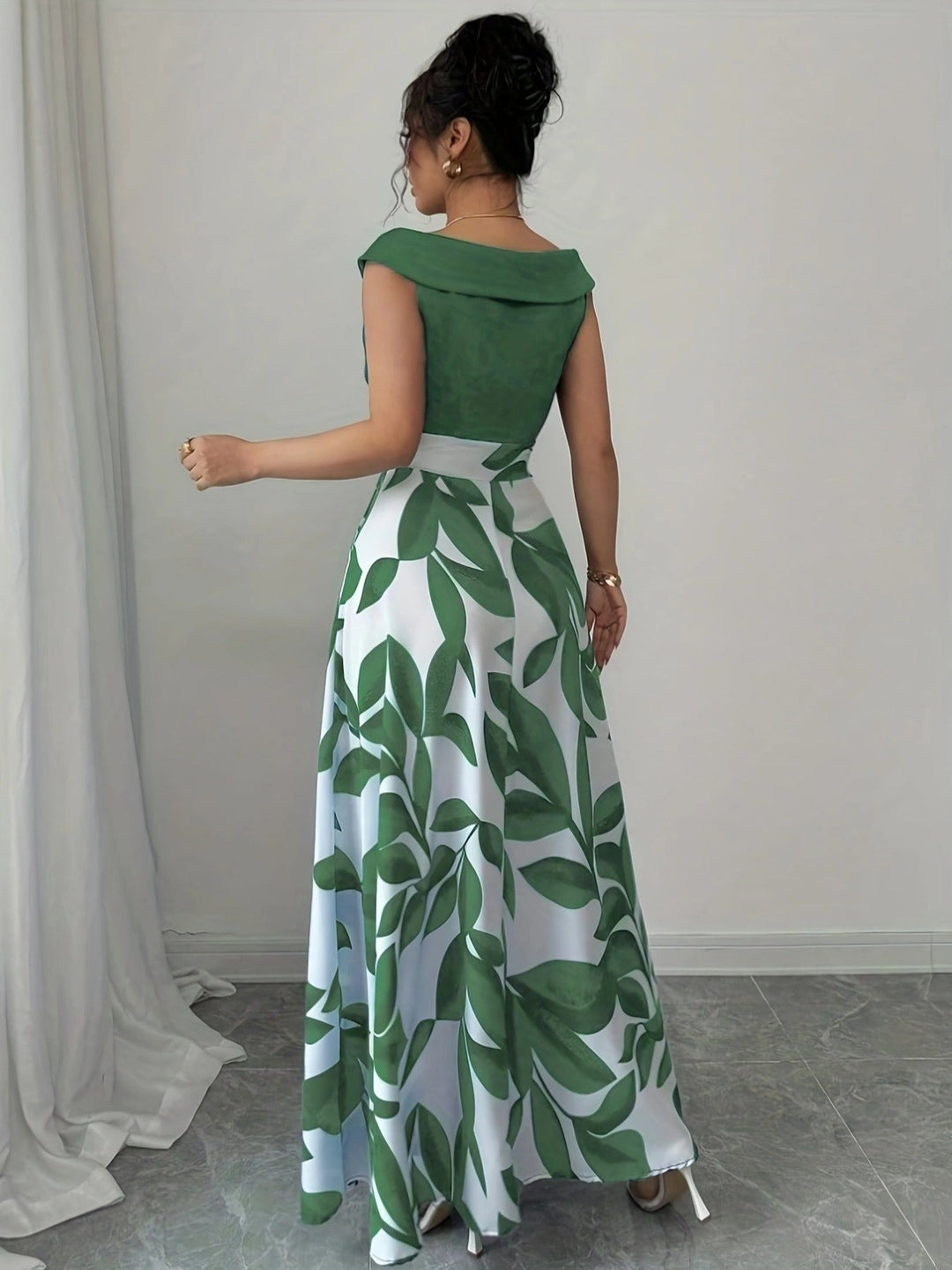 Sabrina | Elegancka sukienka maxi w liście