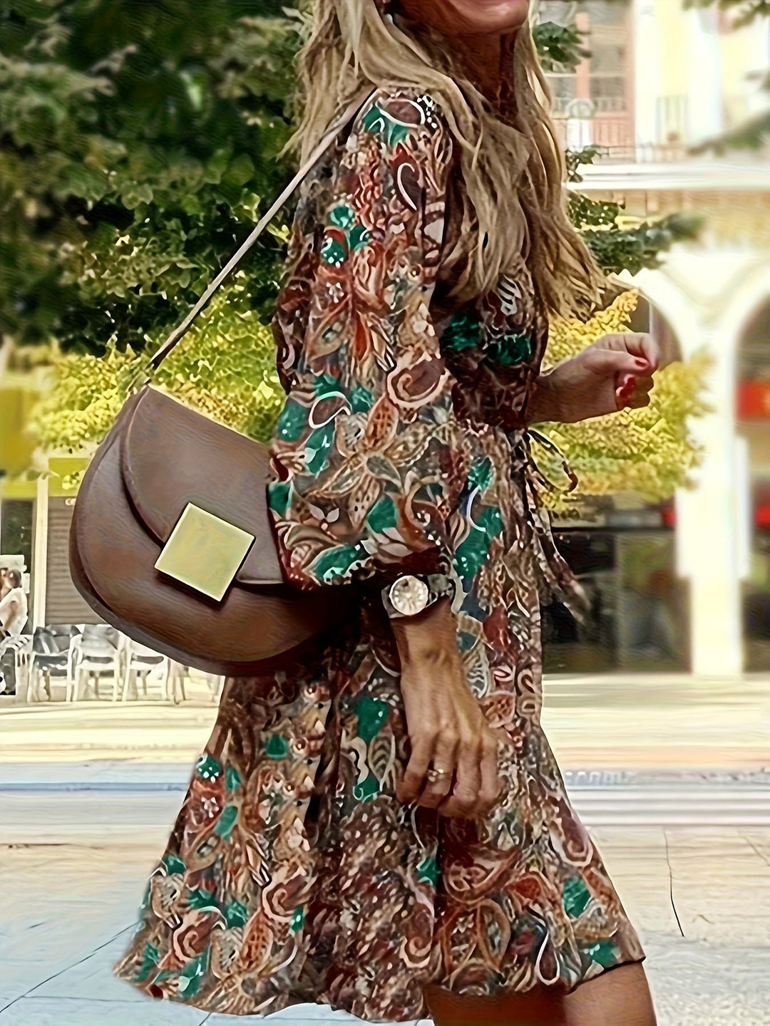 Odette | Sukienka w Boho Print z Dekoltem w Szpic