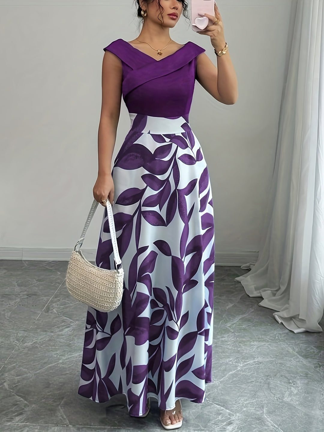 Sabrina | Elegancka sukienka maxi w liście