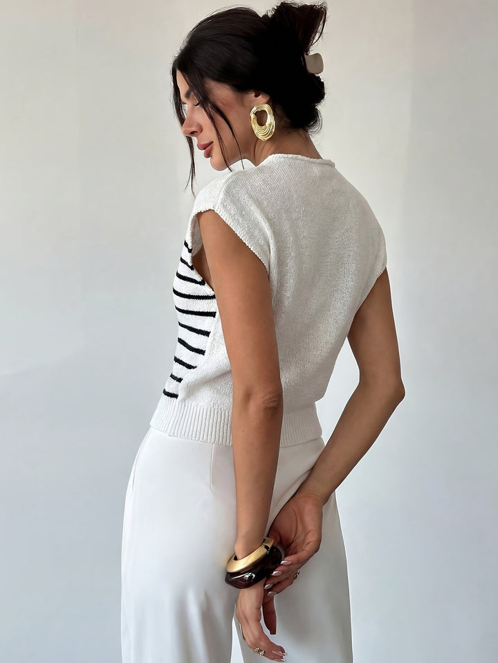 Tamsin | Top z Mock Neck i Krótkim Rękawem