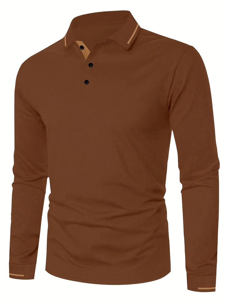 Reginald | Elegancka Koszula Polo z Długim Rękawem