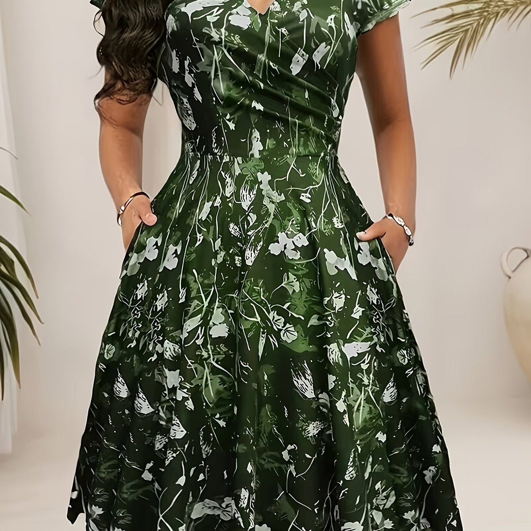 Nadine | Elegancka Kwiatowa Sukienka Midi