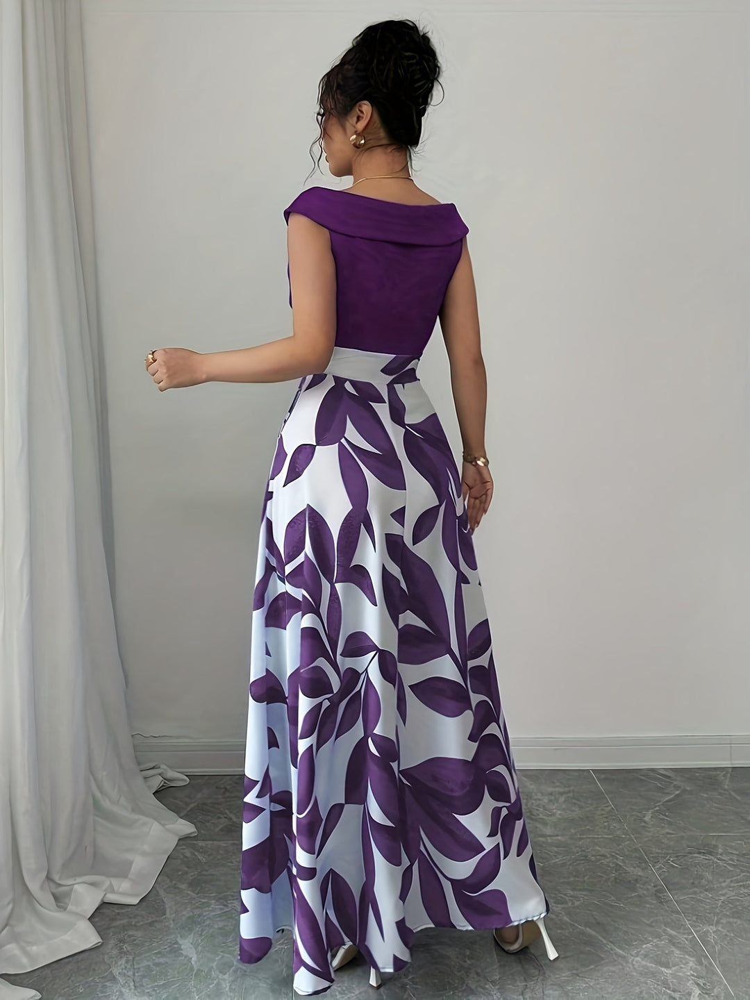 Sabrina | Elegancka sukienka maxi w liście