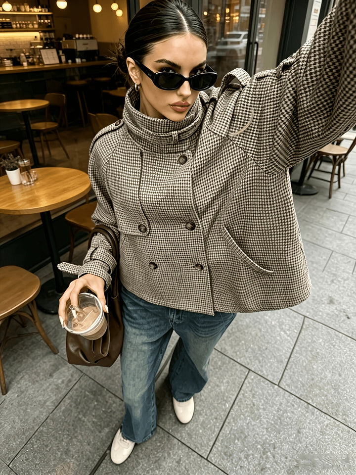 Bernadette | Elegancka Kurtka w Wzór Houndstooth