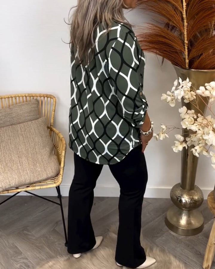 CHRISTABEL | CASUAL BLUZA Z DŁUGIM RĘKAWEM WZORZYSTA