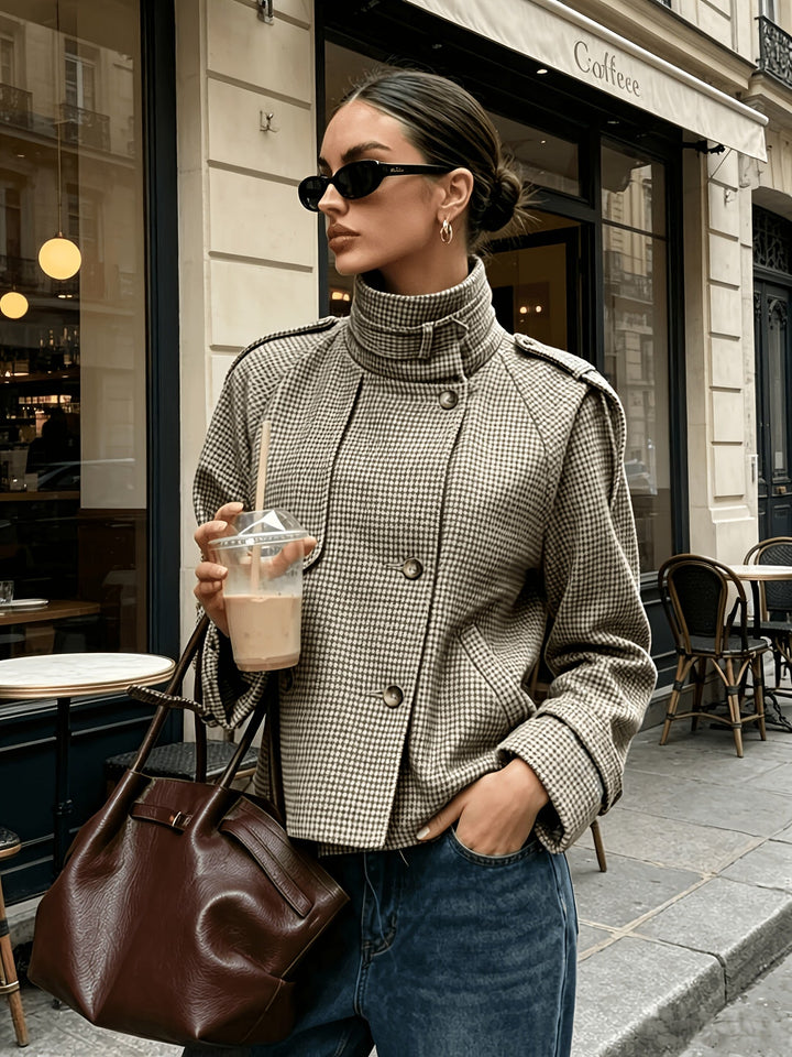 Bernadette | Elegancka Kurtka w Wzór Houndstooth