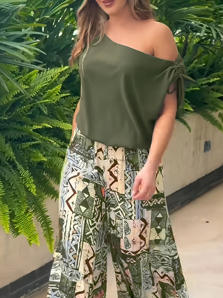 Corinna | Elegancki Zestaw z Szerokimi Nogawkami