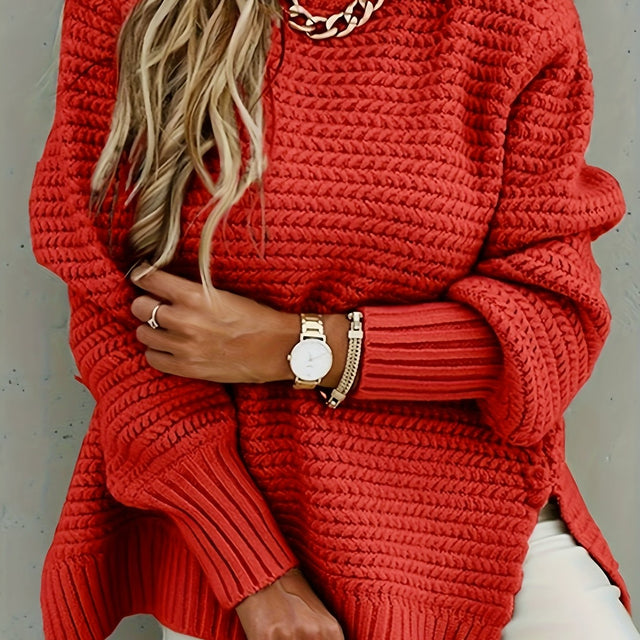 Faye | Teksturowany Sweter z Wysokim Kołnierzem