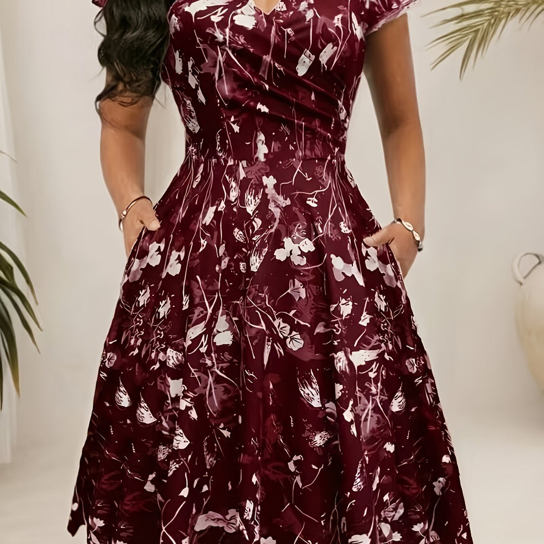 Nadine | Elegancka Kwiatowa Sukienka Midi