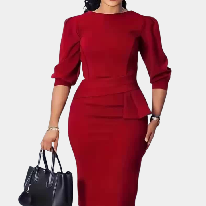 Claudine | Elegancka Sukienka Midi z Falbaną
