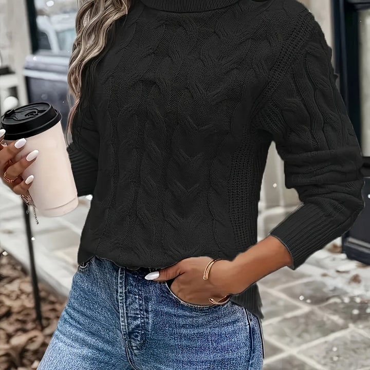Naomi | Sweter z golfem plecionym