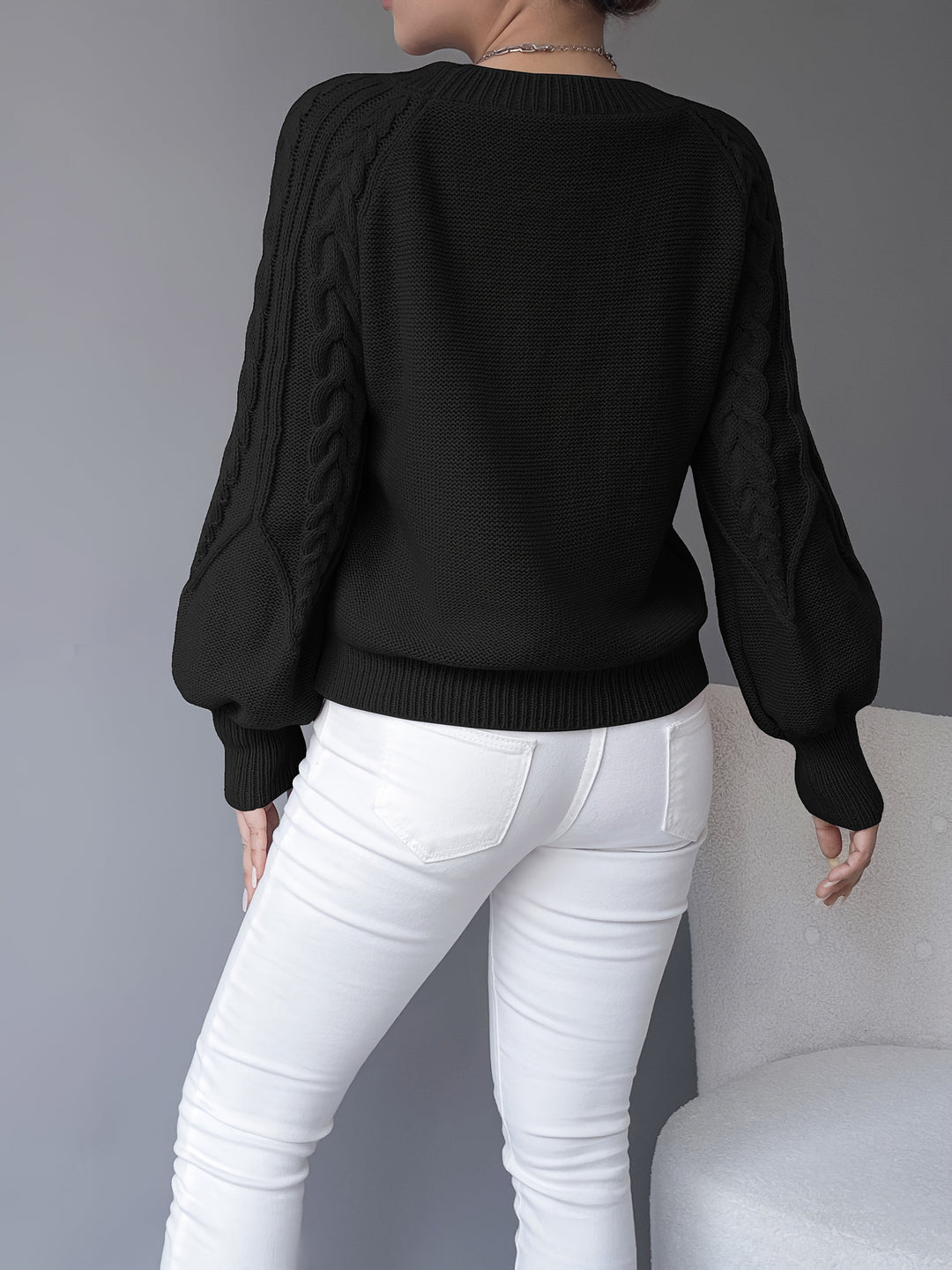 Maren | Gruby sweter z splotem w warkocze