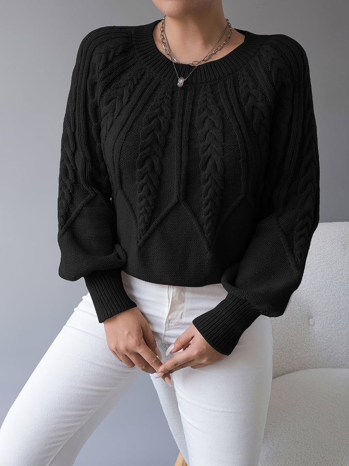 Odette | Sweter z dzianiny w warkocze z lanternowymi rękawami