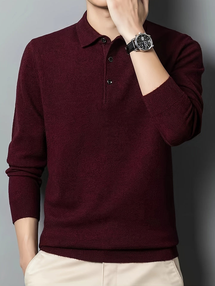 Frederick | Wyszukany Sweter Polo z Kołnierzykiem