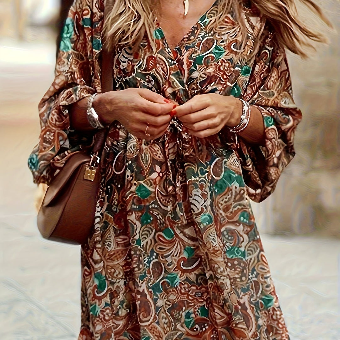 Odette | Sukienka w Boho Print z Dekoltem w Szpic