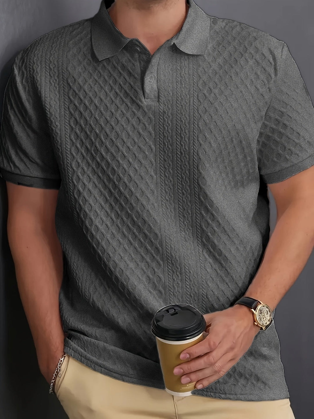 Harrington | Teksturowana koszulka polo do biura