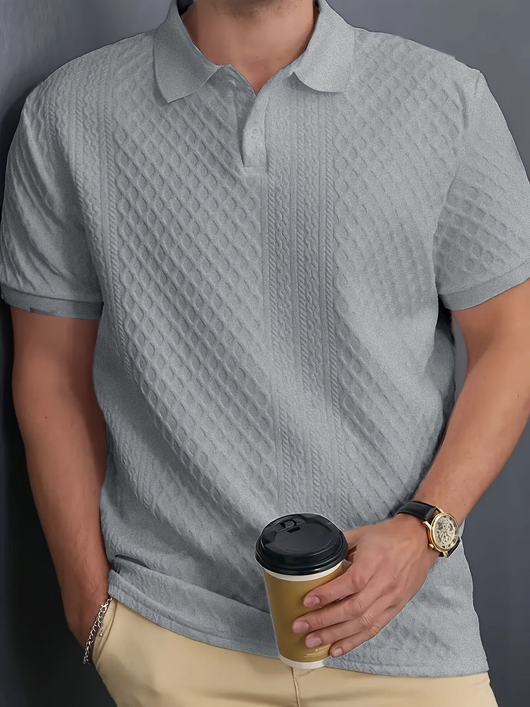 Harrington | Teksturowana koszulka polo do biura