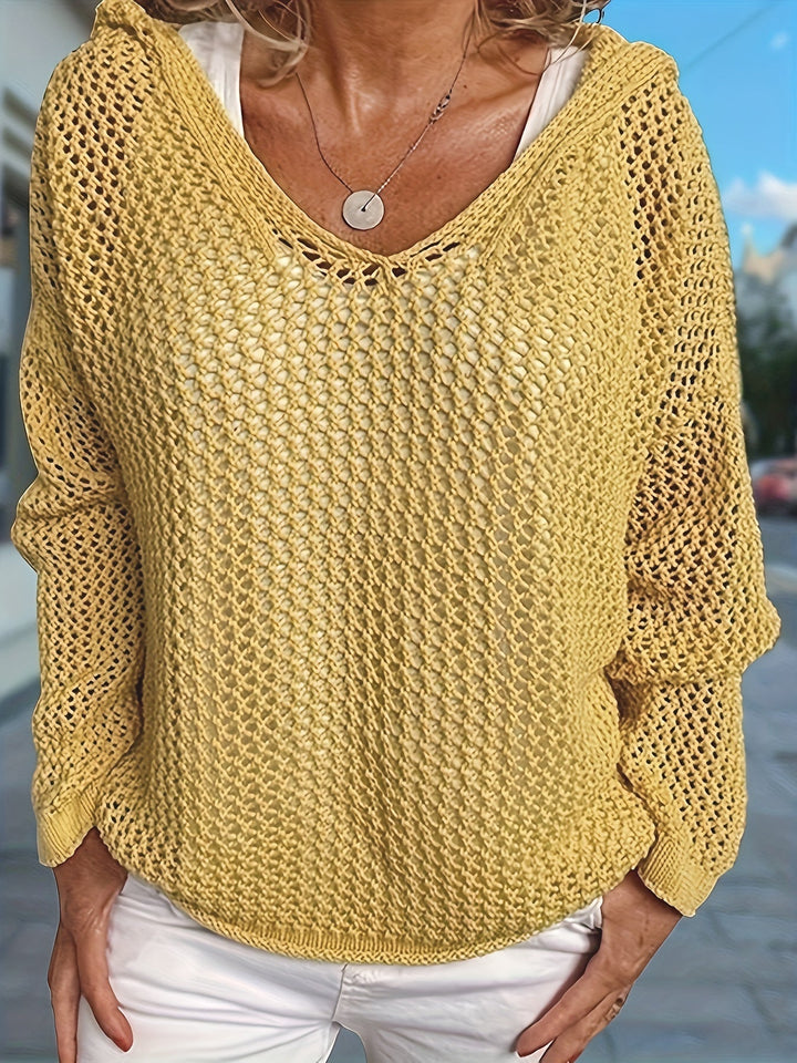 Fleur | Sweter z kapturem o otwartej dzianinie