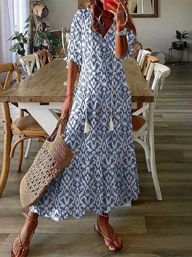 Poppy | Boho Letnia Sukienka z Dekoltem w Serek
