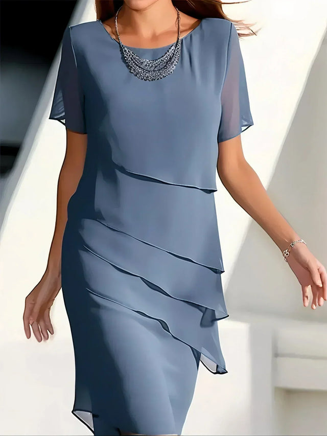 Claire | Elegancka, zwiewna sukienka z krótkim rękawem