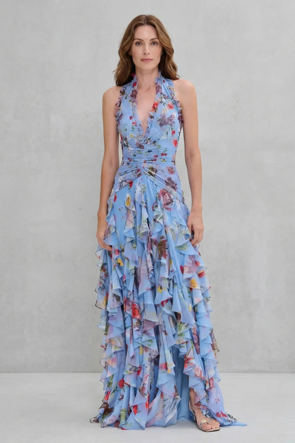 Delilah | Elegancka, bezrękawnikowa sukienka maxi na halter
