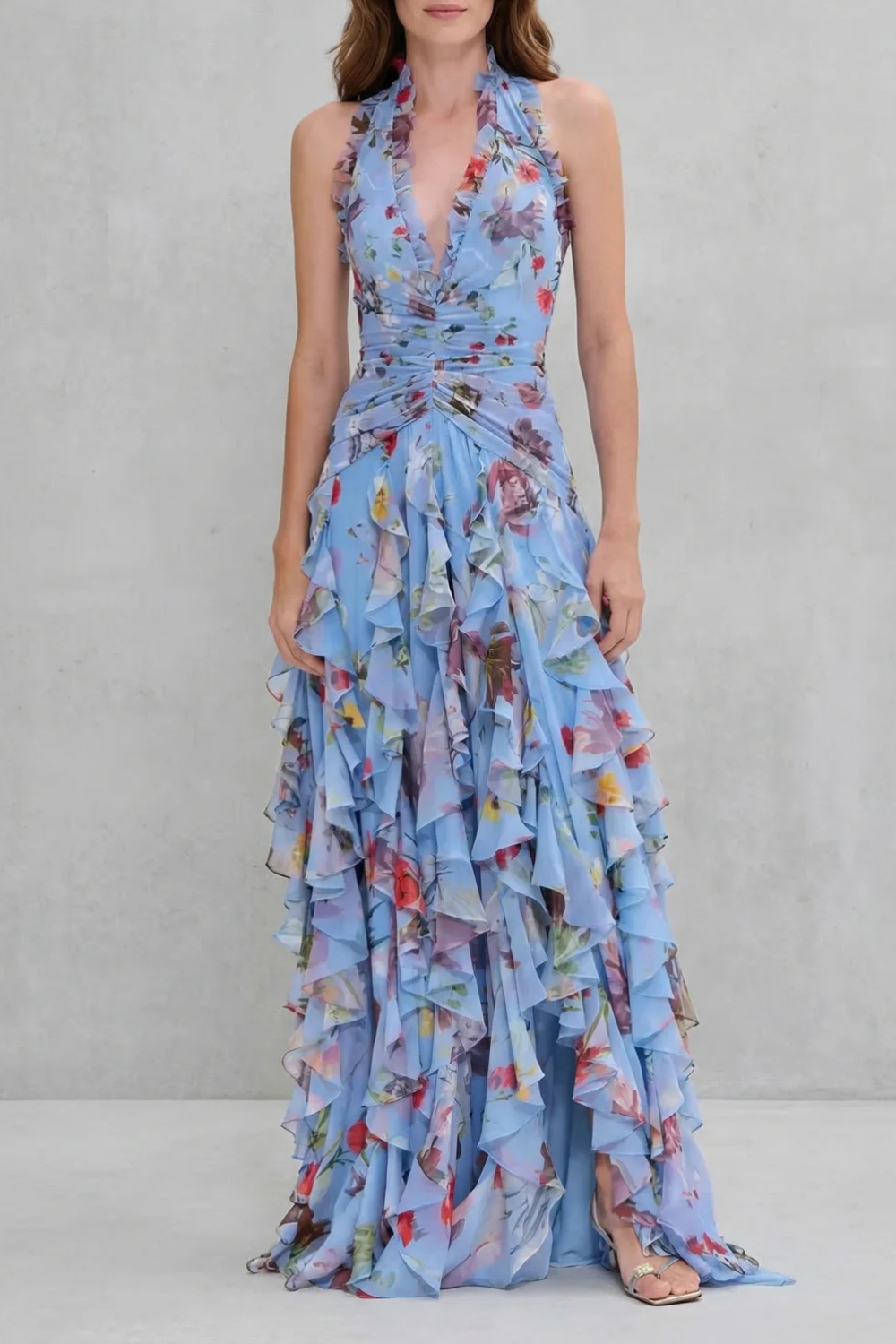 Delilah | Elegancka, bezrękawnikowa sukienka maxi na halter