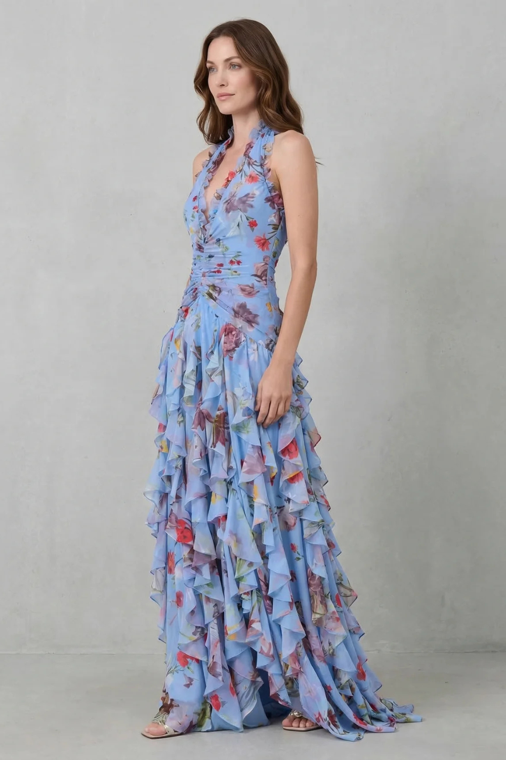 Delilah | Elegancka, bezrękawnikowa sukienka maxi na halter