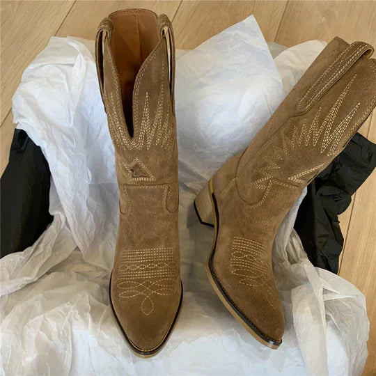 Delia | Botki do połowy łydki w stylu western