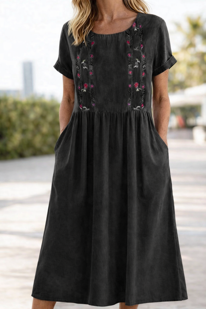 Trixie | Elegancka Kwiatowa Letnia Sukienka Midi