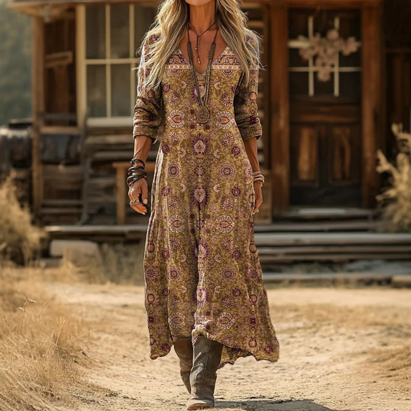 Saffy | Sukienka casualowa z długim rękawem w stylu vintage