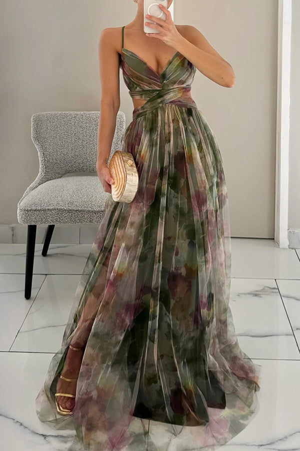 Alexia | Elegancka Bezrękawnikowa Sukienka Wieczorowa w Kwiaty