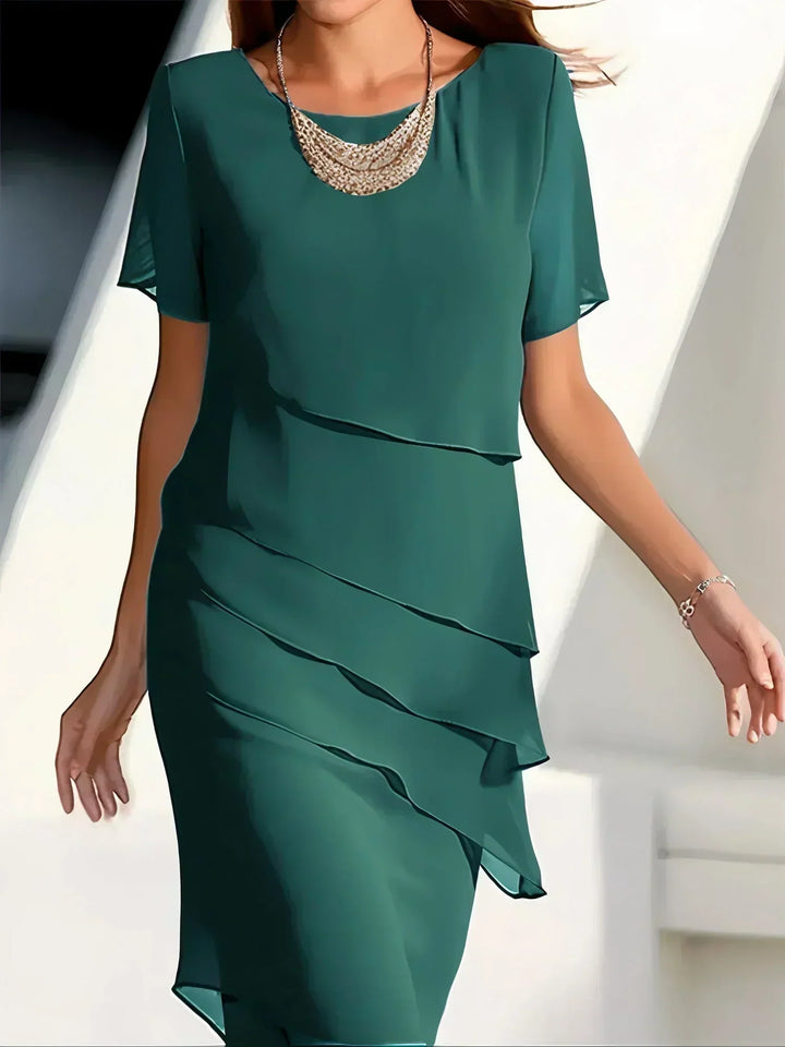 Claire | Elegancka, zwiewna sukienka z krótkim rękawem