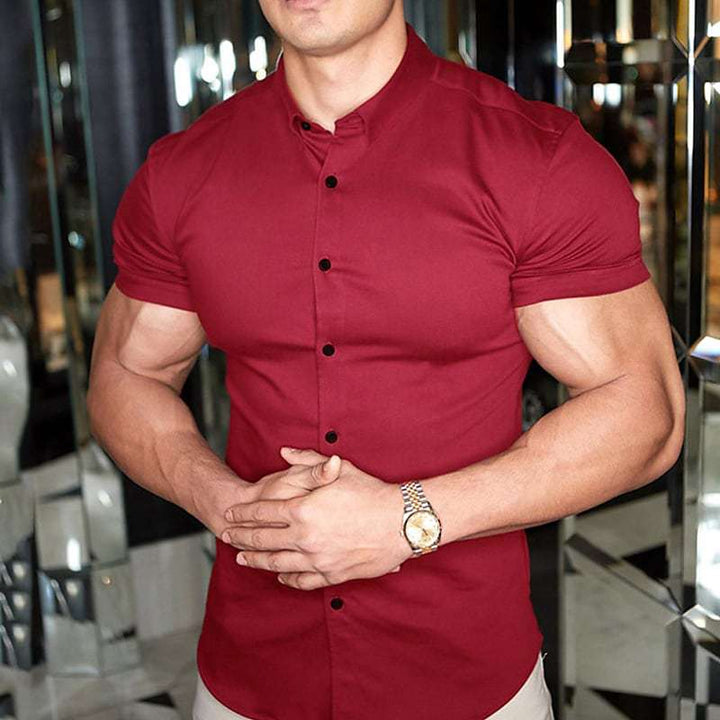 Gideon | Koszula Slim Fit z Krótkim Rękawem