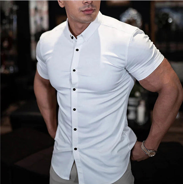 Gideon | Koszula Slim Fit z Krótkim Rękawem
