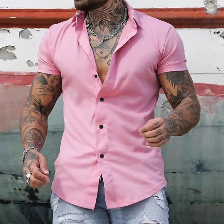 Gideon | Koszula Slim Fit z Krótkim Rękawem
