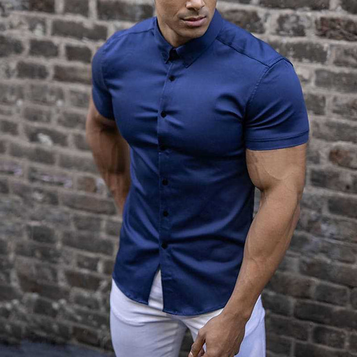 Gideon | Koszula Slim Fit z Krótkim Rękawem