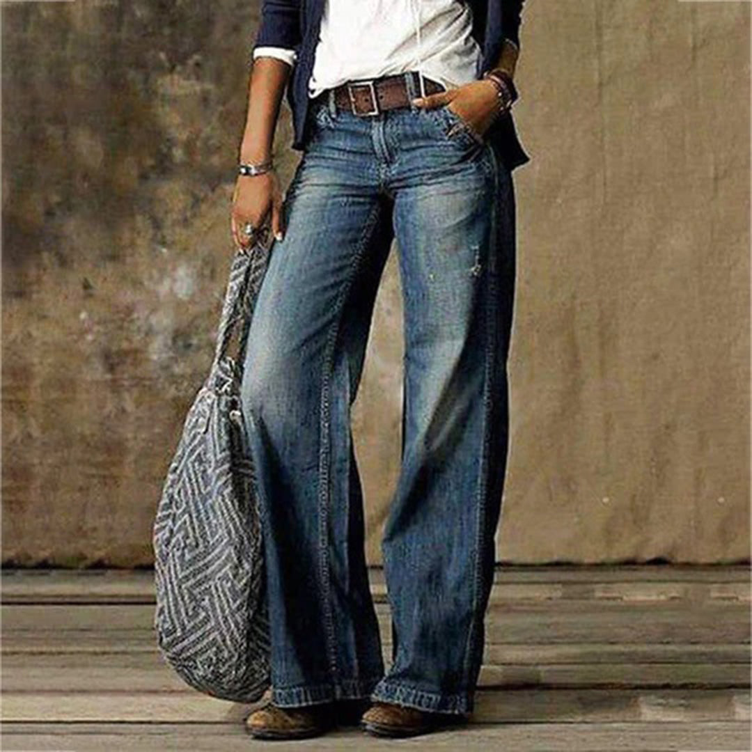 Sarah | Luźne Vintage Jeansy z Szerokimi Nogawkami