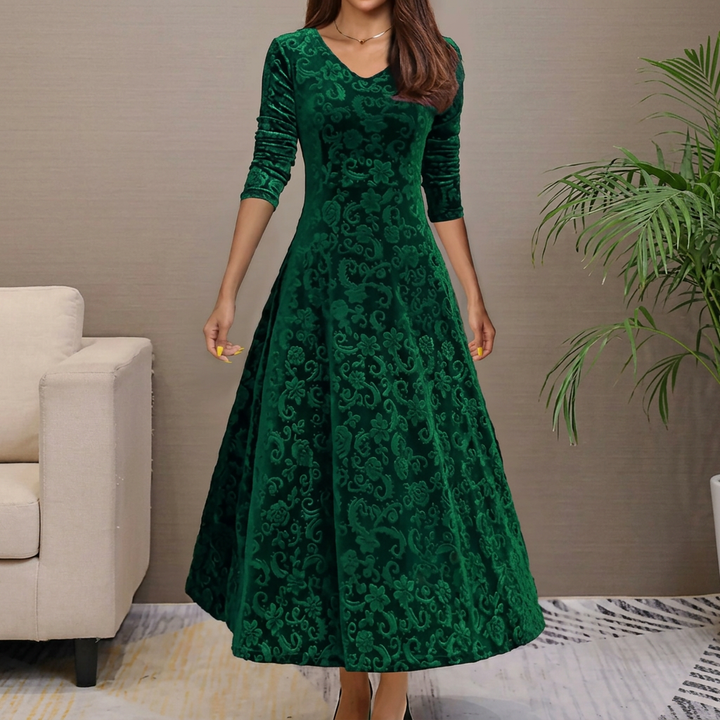 Renata | Elegancka Sukienka Kwiatowa z Rękawem 3/4