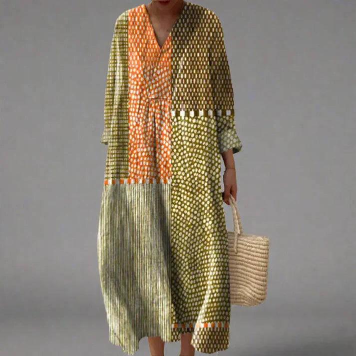Fabrine | Stylowa Sukienka Geometric V-Neck